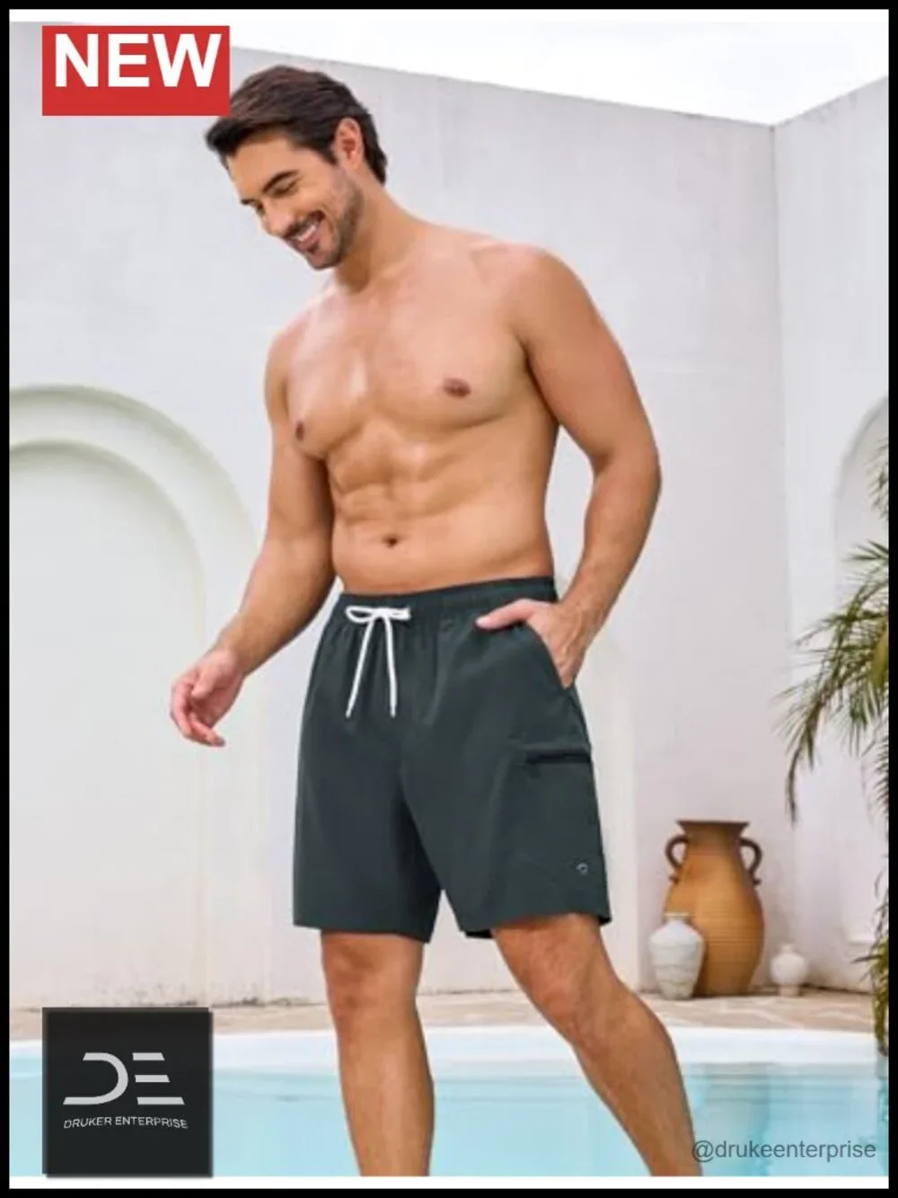 Quick Dry Swim Trunks with Compression Liner and Cargo Pockets
